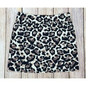 Ann‎ Taylor Loft Animal Print Short Pencil Skirt Size 6 Petite Woven Pockets NWT